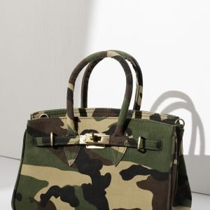 Luna Sarah Green Camouflage Mini B Jute Bag