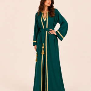 Elegant Green Two-Piece Moroccan Kaftan