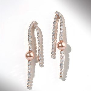 Dazzling Dual Strand Pearl & Crystal Earrings