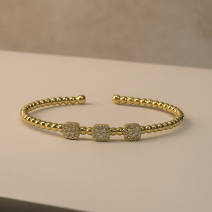 Gold Beaded Cuff Bracelet