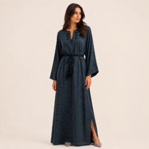 Textured Teal Belted Kaftan