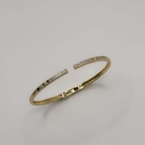 Gold Sleek Pavé Open Bangle