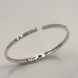 Silver Sleek Pavé Open Bangle