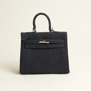 Handcrafted Structured Denim Jute Bag