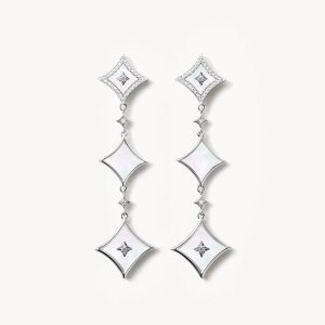 White Spring-Inspired Star Earrings