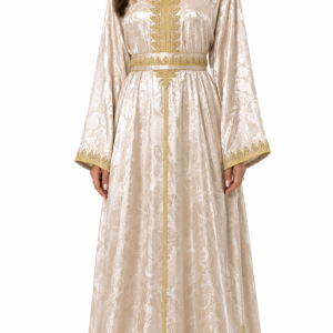 Cream Moroccan Crepe Silk Kaftan