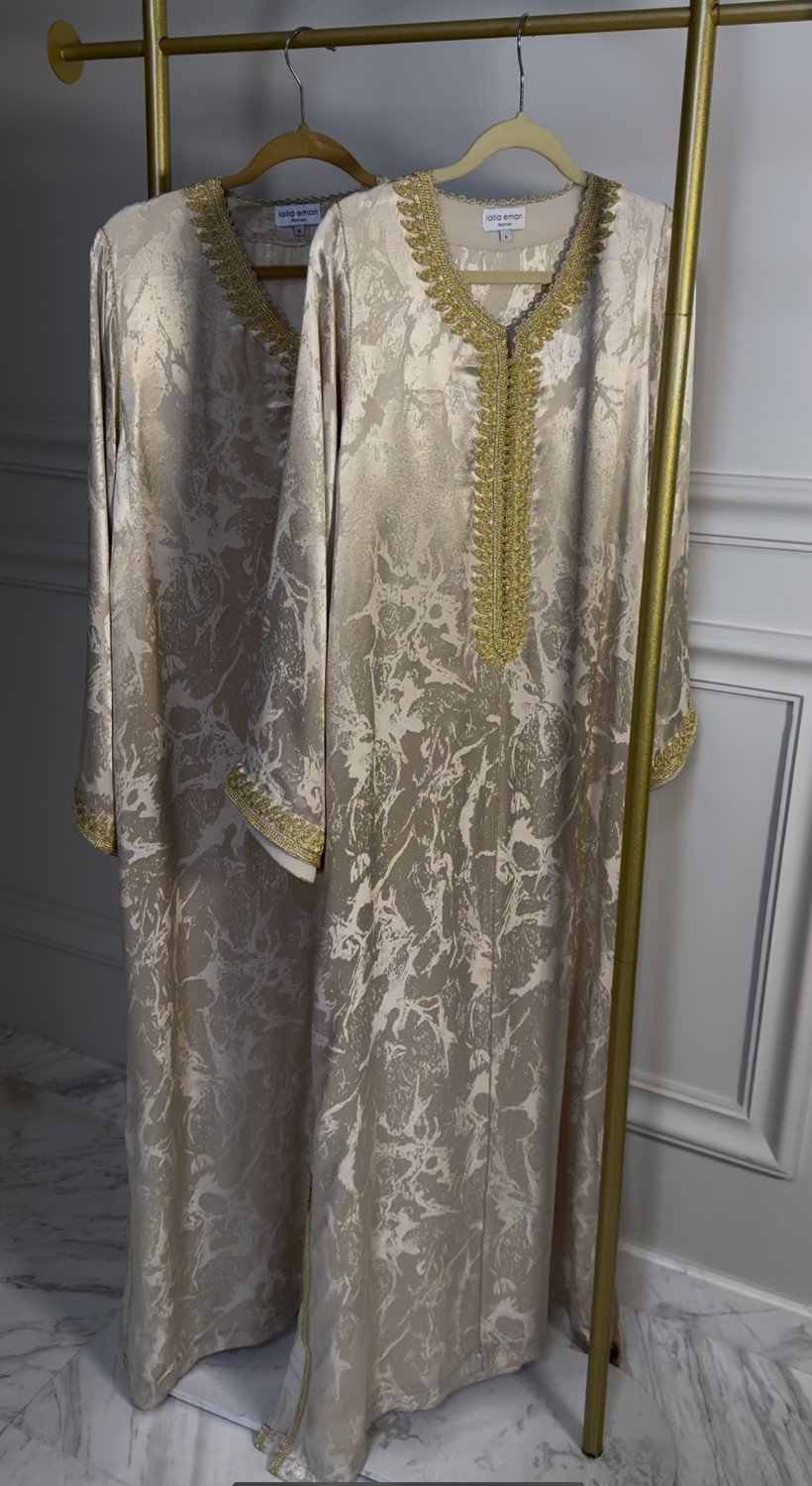 Cream Moroccan Crepe Silk Kaftan - Image 2